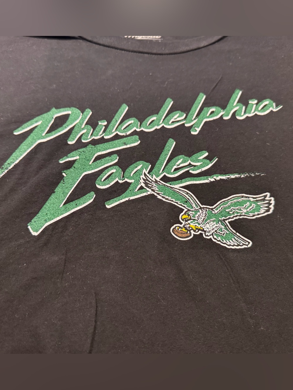 Majestic Black Crop Tee with Green Philadelphia Eagles Script - Picture 3 of 5
